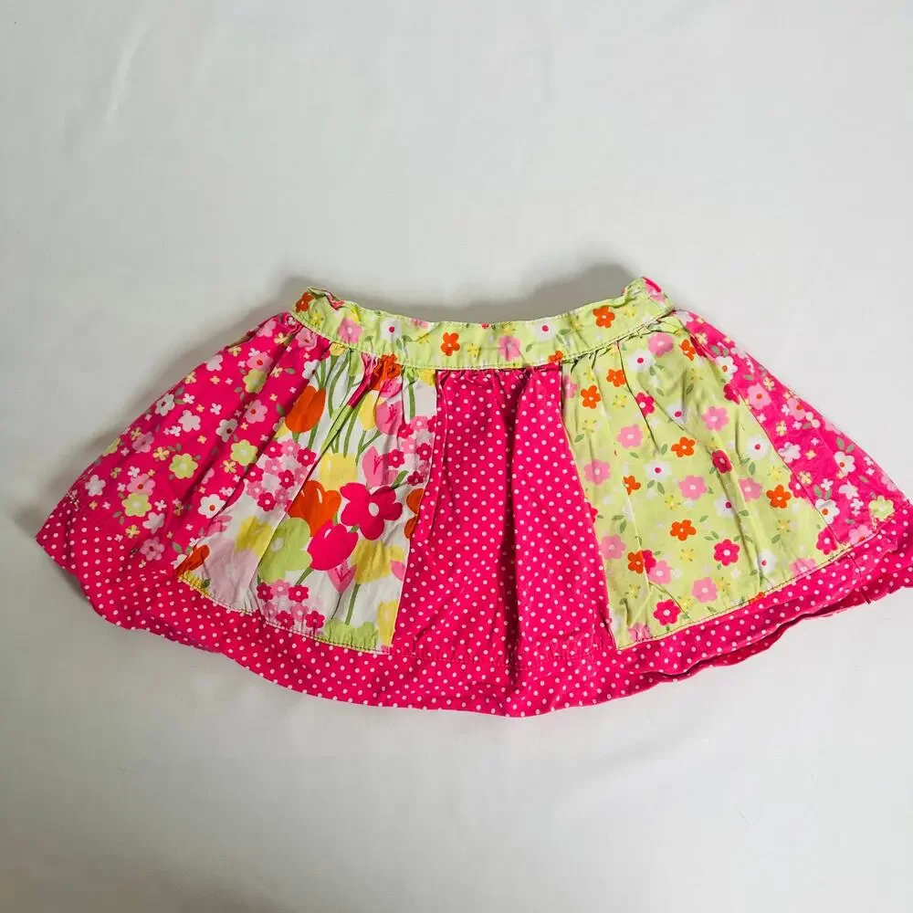 Gymboree Spring Floral Patchwork Color Block Skirt Sz 2T